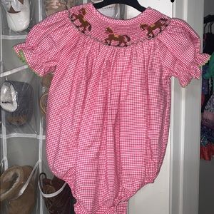 Horse Smocked Bubble (12M)